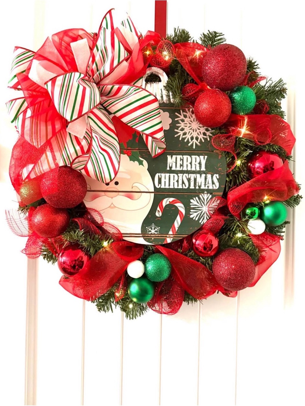 Festive Merry Christmas Red & Green Holiday Wreath